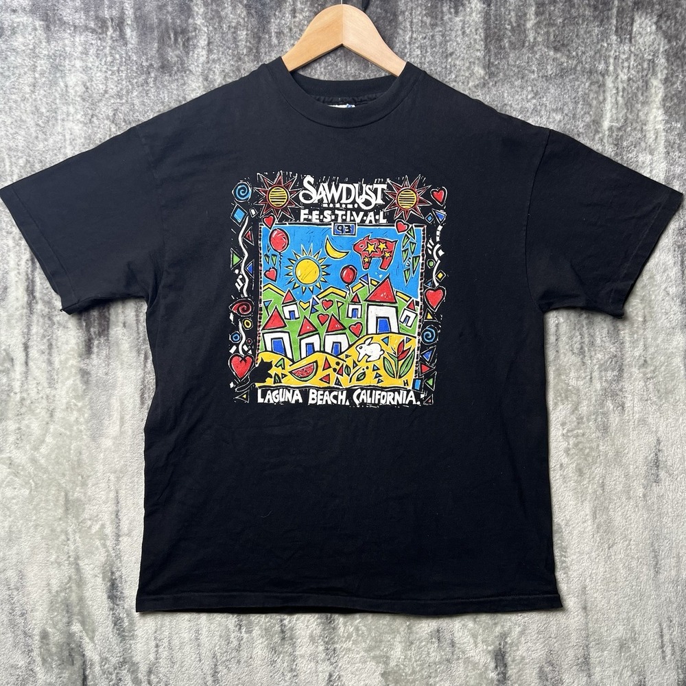 Vintage Laguna Beach Sawdust Festival 93 Graphic T Shirt Men's L Arts‎ & Craft